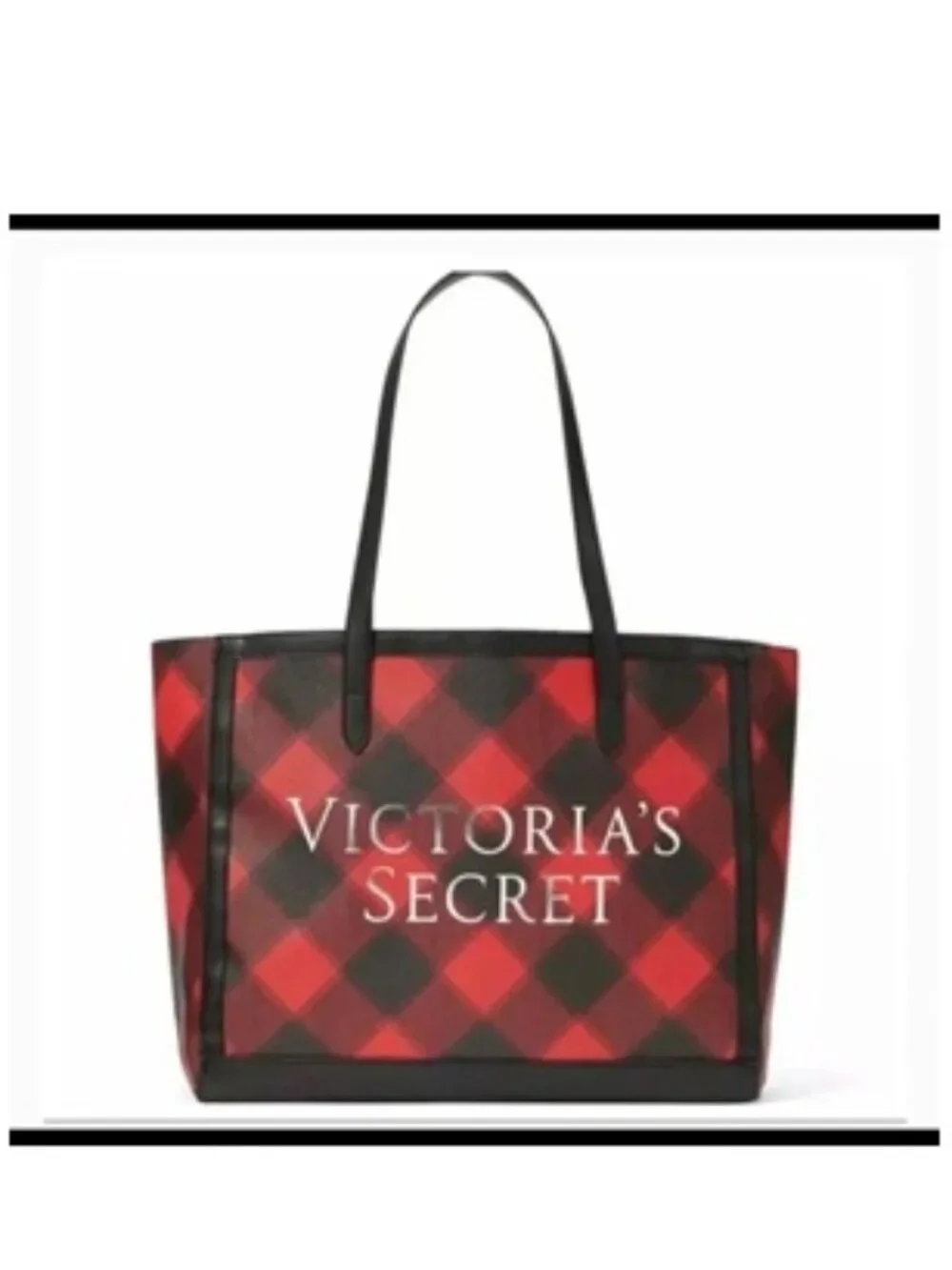 Victoria's Secret Tote Bag Tote Duffle BagWeekender Red Black Plaid NWT